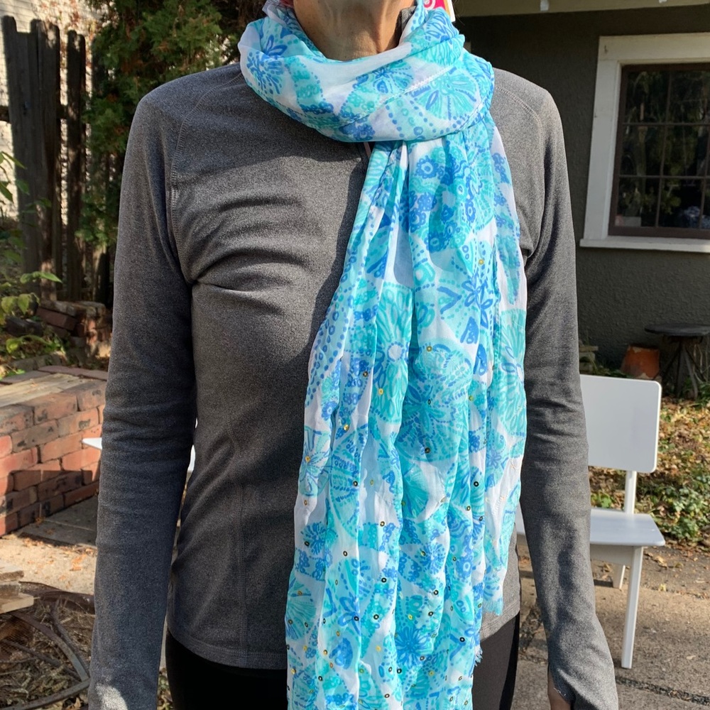 blue flower scarf